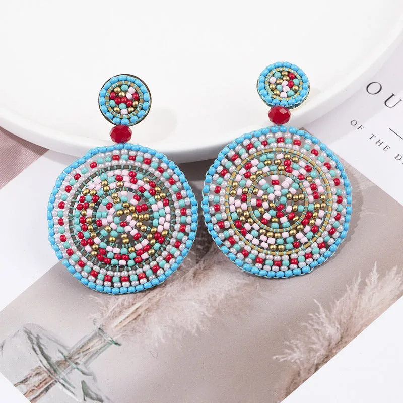 Wholesale Ethnic Style Rice Beads Personality Exaggerated Earrings