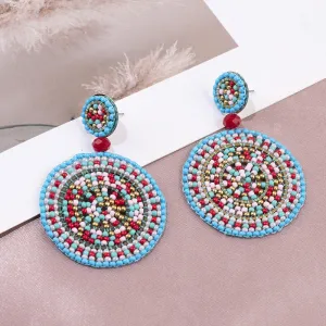 Wholesale Ethnic Style Rice Beads Personality Exaggerated Earrings