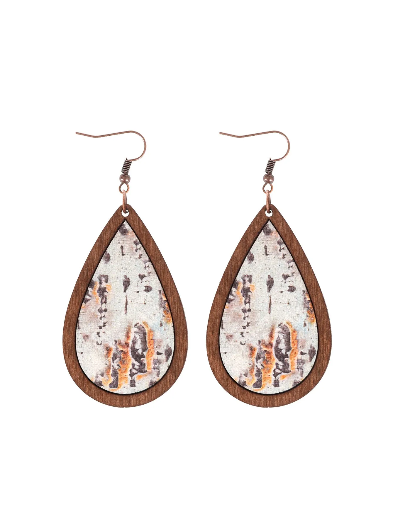 Wholesale Ethnic Style Wooden Droplet Shaped Retro Earrings