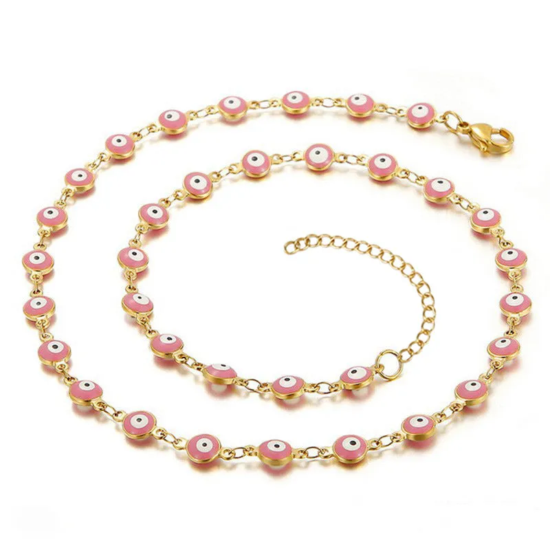 Wholesale Evil Eye Mixed Color Stainless Steel 18K Titanium Steel Round Eye Bracelet