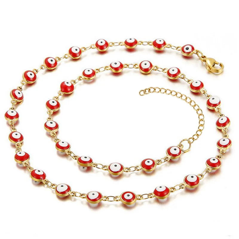 Wholesale Evil Eye Mixed Color Stainless Steel 18K Titanium Steel Round Eye Bracelet