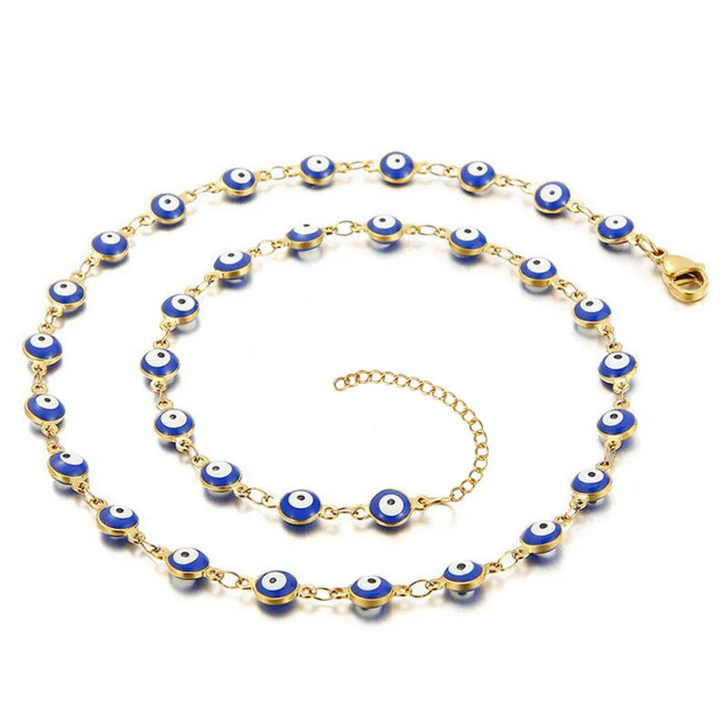 Wholesale Evil Eye Mixed Color Stainless Steel 18K Titanium Steel Round Eye Bracelet