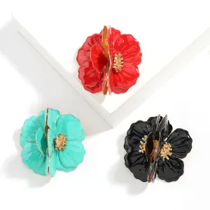 Wholesale Exaggerated Creative Alloy Dripping Oil Flower Large Flower Earrings
