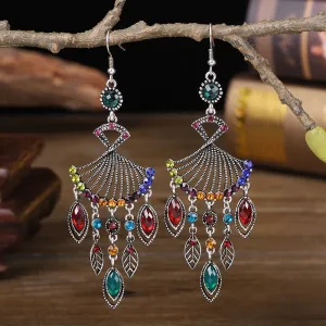 Wholesale Exaggerated Fan-Shaped Vintage Diamond Earrings