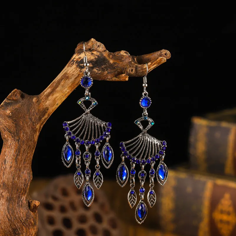 Wholesale Exaggerated Fan-Shaped Vintage Diamond Earrings