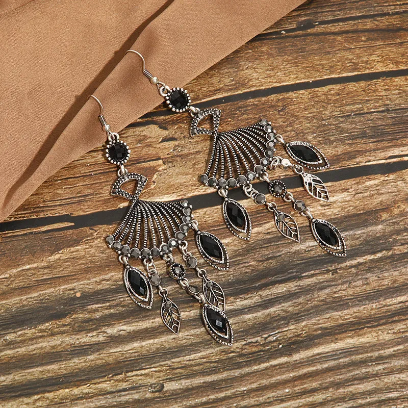 Wholesale Exaggerated Fan-Shaped Vintage Diamond Earrings