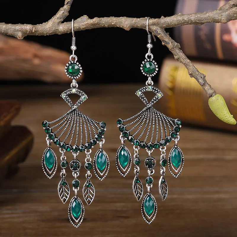 Wholesale Exaggerated Fan-Shaped Vintage Diamond Earrings