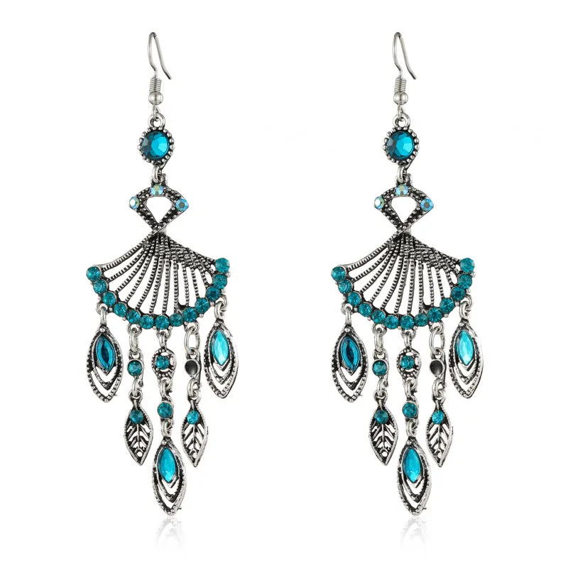 Wholesale Exaggerated Fan-Shaped Vintage Diamond Earrings