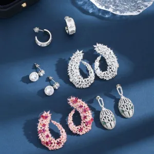 Wholesale Exaggerated Flower Curved Copper Earrings
