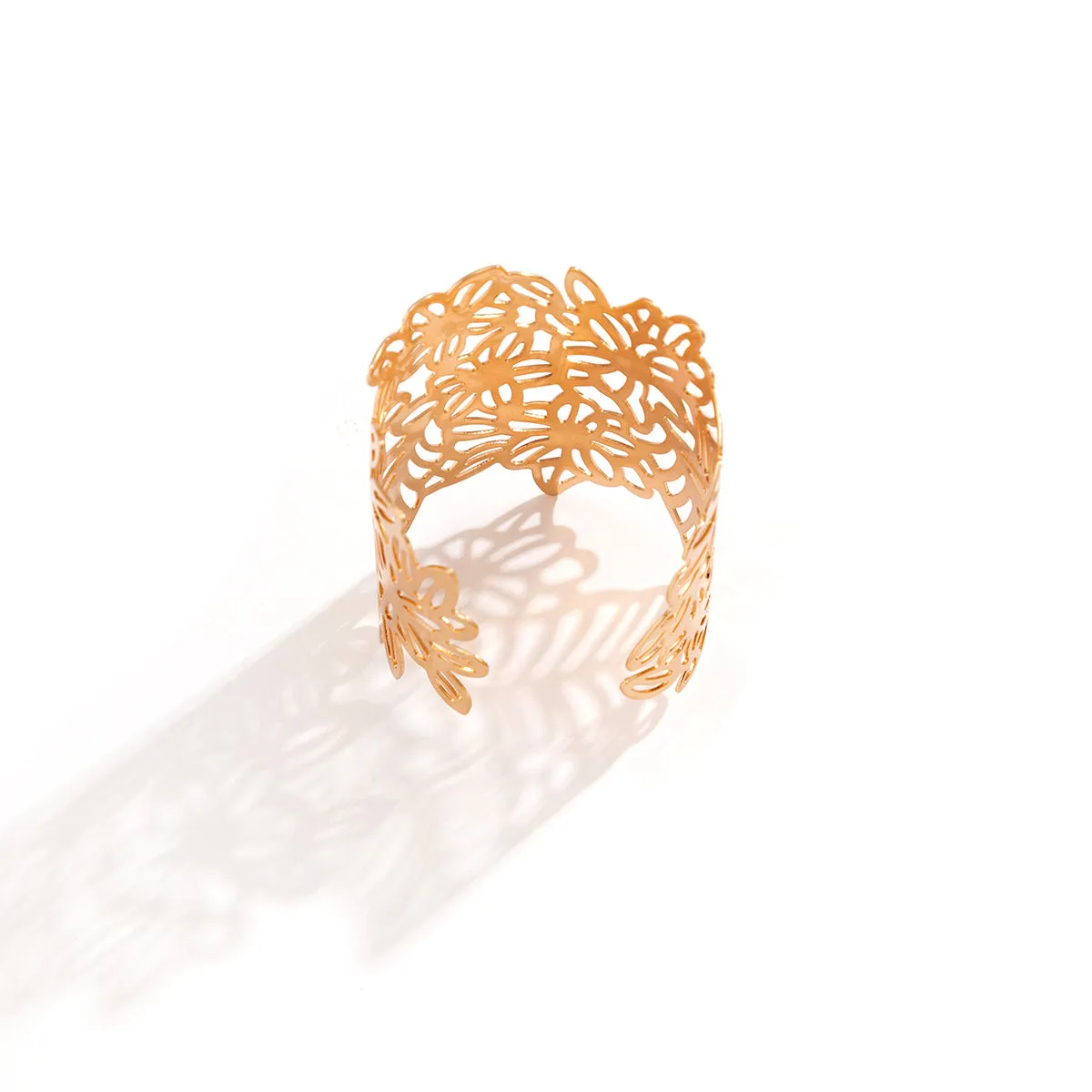 Wholesale Exaggerated Hollow Flower Leaf Opening Metal Bracelets