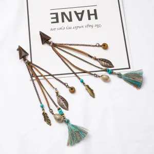 Wholesale Exaggerated Long Tassel Shell Leaf Earrings