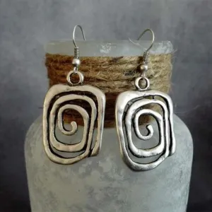Wholesale Exaggerated Personality Spiral Hollow Square Alloy Earrings