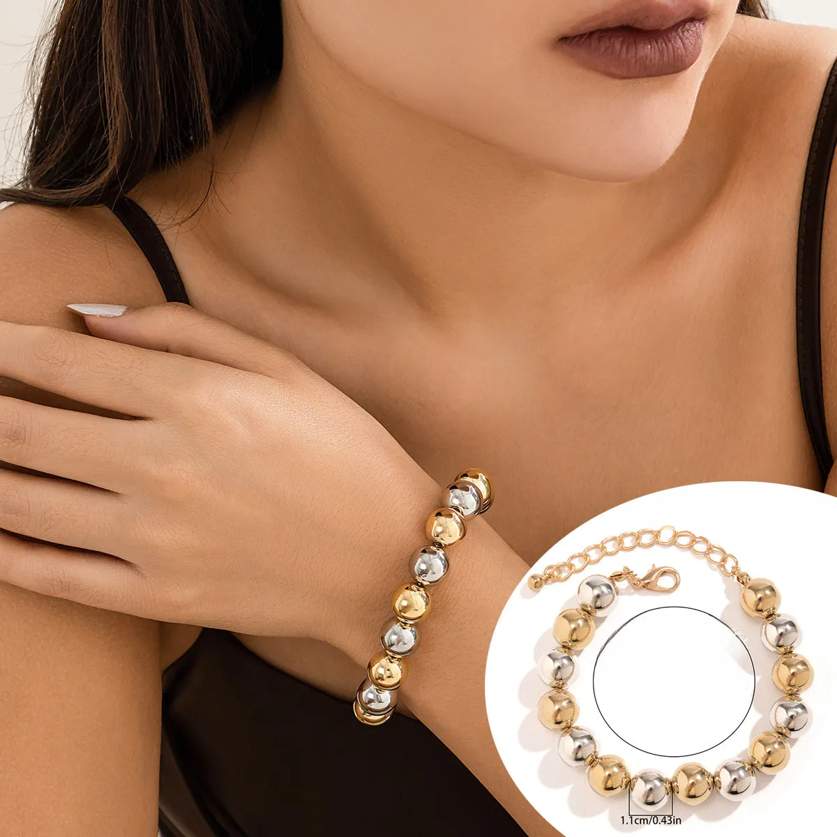 Wholesale Exaggerated Punk Color Contrasting Beaded Plastic Bracelets