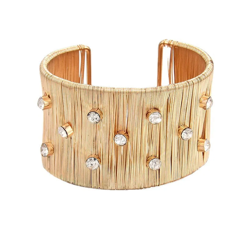 Wholesale Exaggerated Punk Diamond Open Bracelet