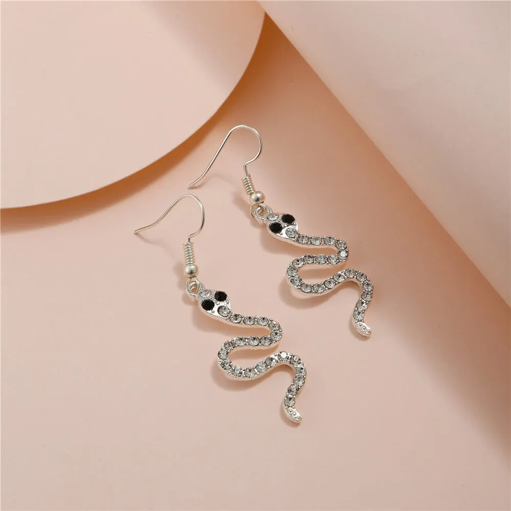 Wholesale Exaggerated snake earrings long diamond earrings