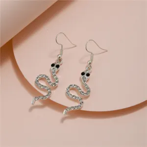 Wholesale Exaggerated snake earrings long diamond earrings