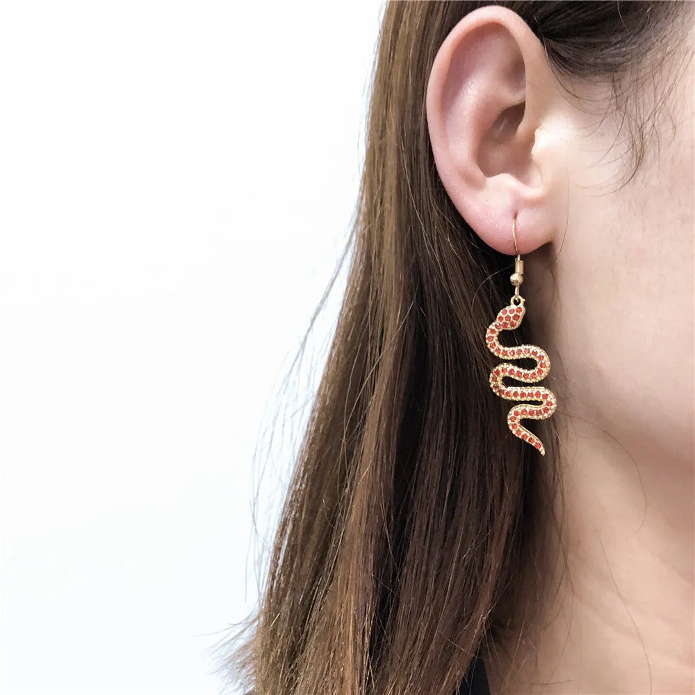 Wholesale Exaggerated snake-shaped diamond earrings