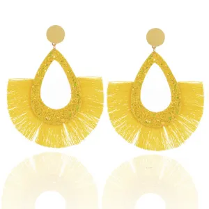 Wholesale Exaggerated Tassel Geometric Water Drop Hollow Diamond Earrings