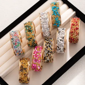 Wholesale Exaggerated wide bracelet with colored diamonds and gravel
