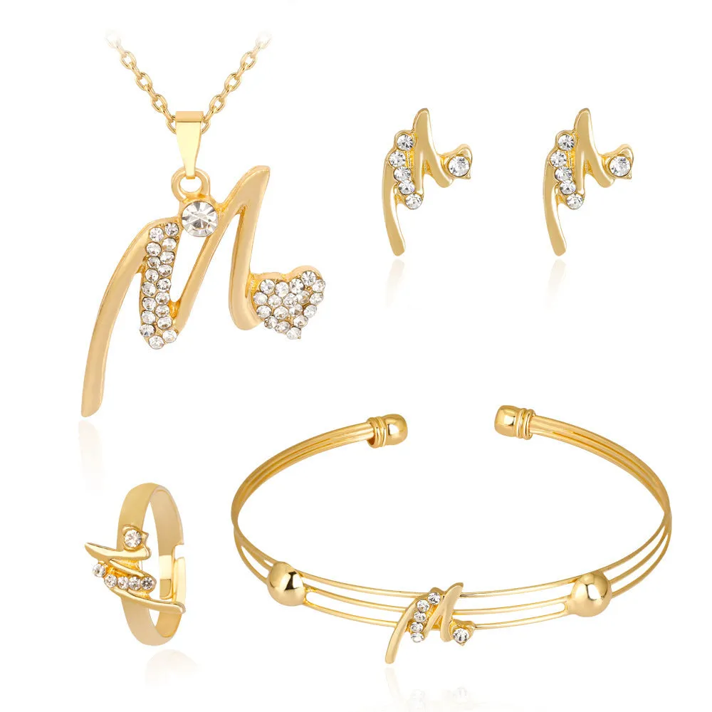 Wholesale Exquisite Crown Shaped Alloy Jewelry Set of Four Pieces