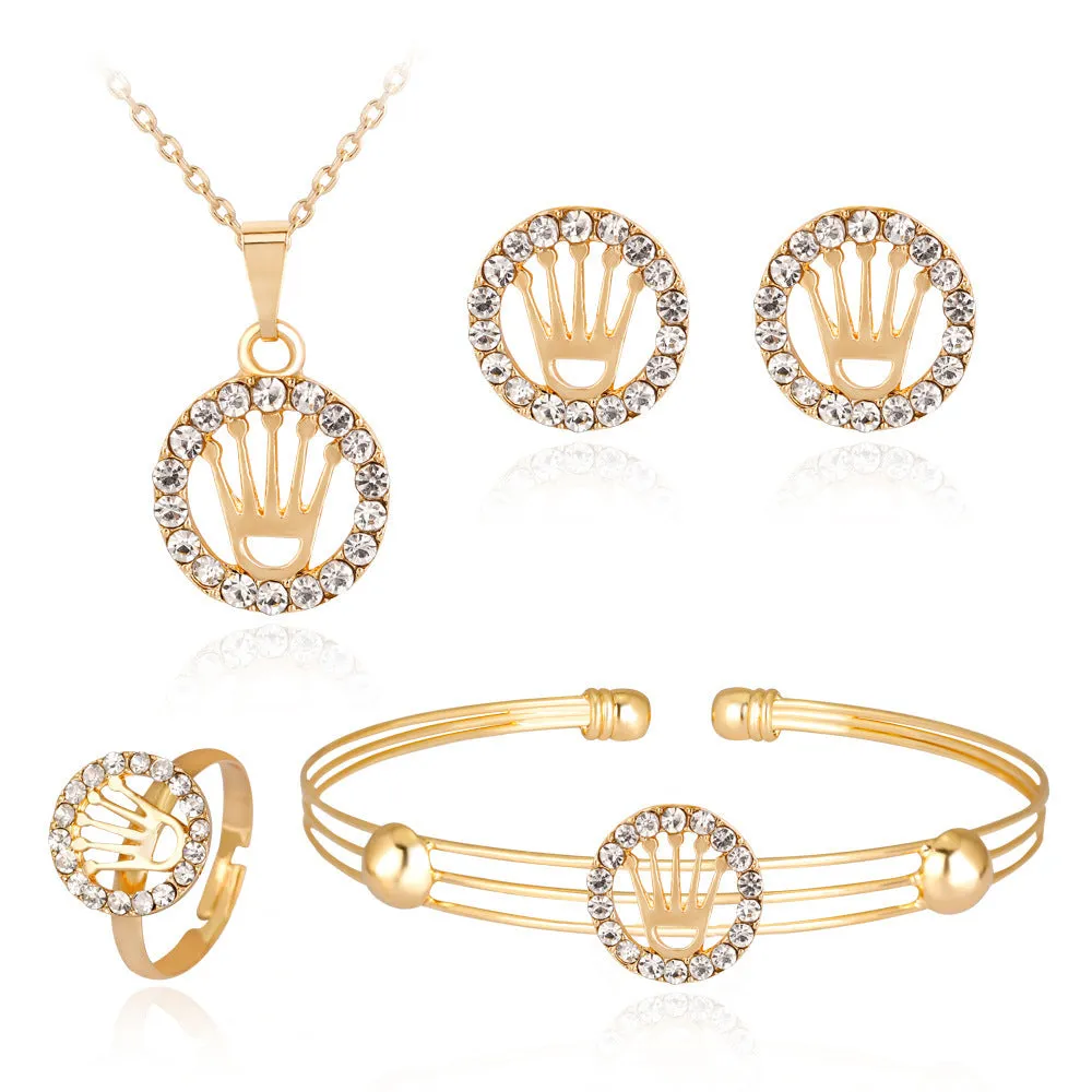 Wholesale Exquisite Crown Shaped Alloy Jewelry Set of Four Pieces