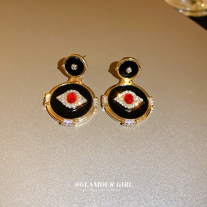 Wholesale Eye Round Alloy Earrings