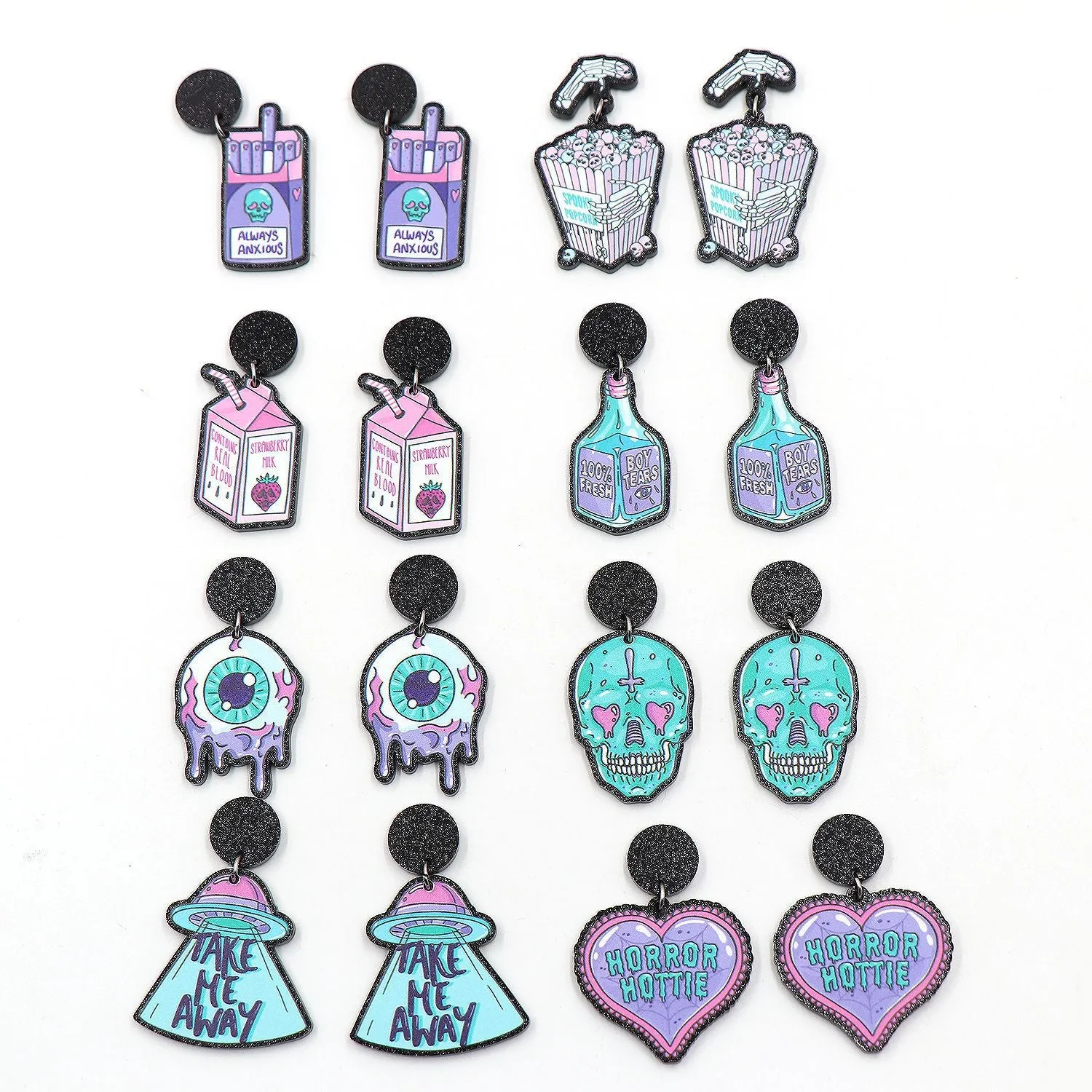Wholesale Eye Skull Valentine's Day Shining Acrylic Earrings