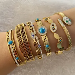 Wholesale Eye Snake Vintage Turquoise Stainless Steel Bracelet