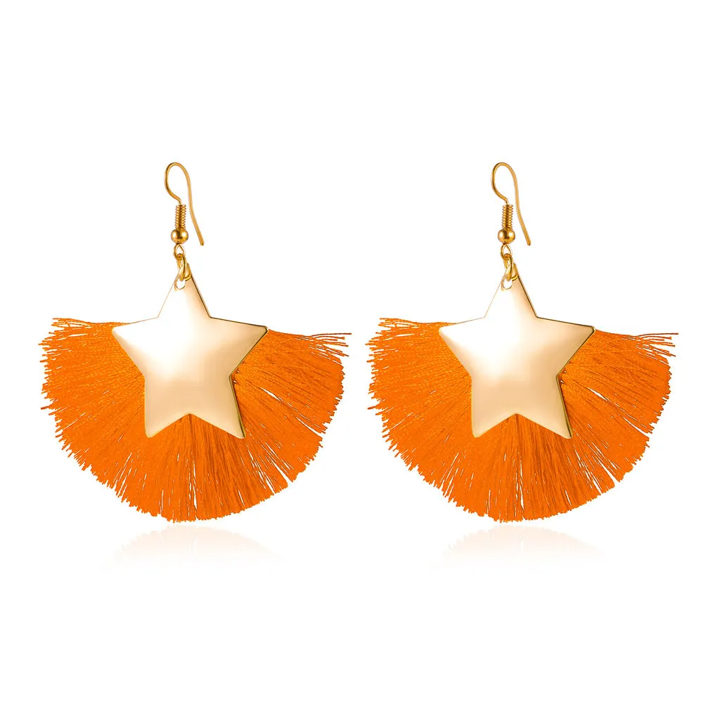 Wholesale Fan Tassel Star Geometric Vintage Earrings