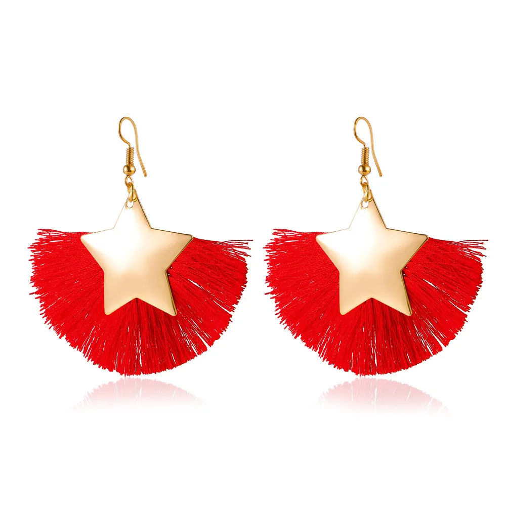Wholesale Fan Tassel Star Geometric Vintage Earrings