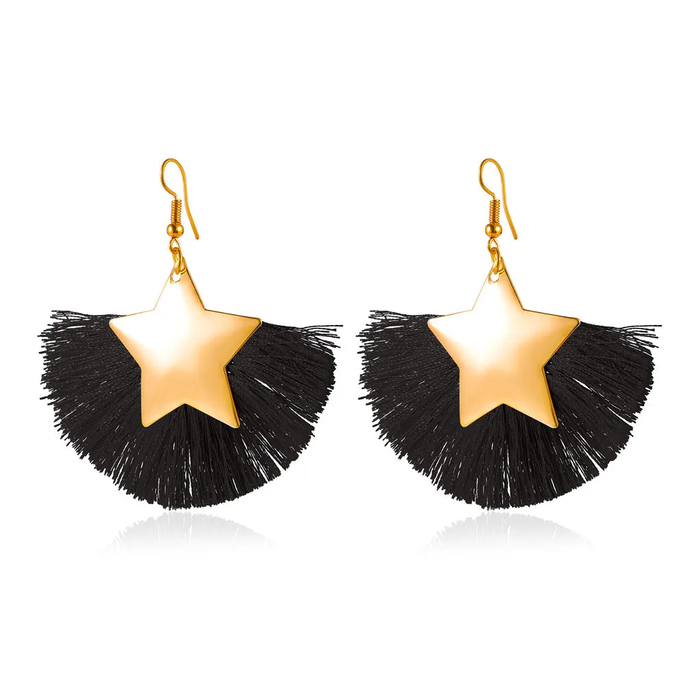 Wholesale Fan Tassel Star Geometric Vintage Earrings