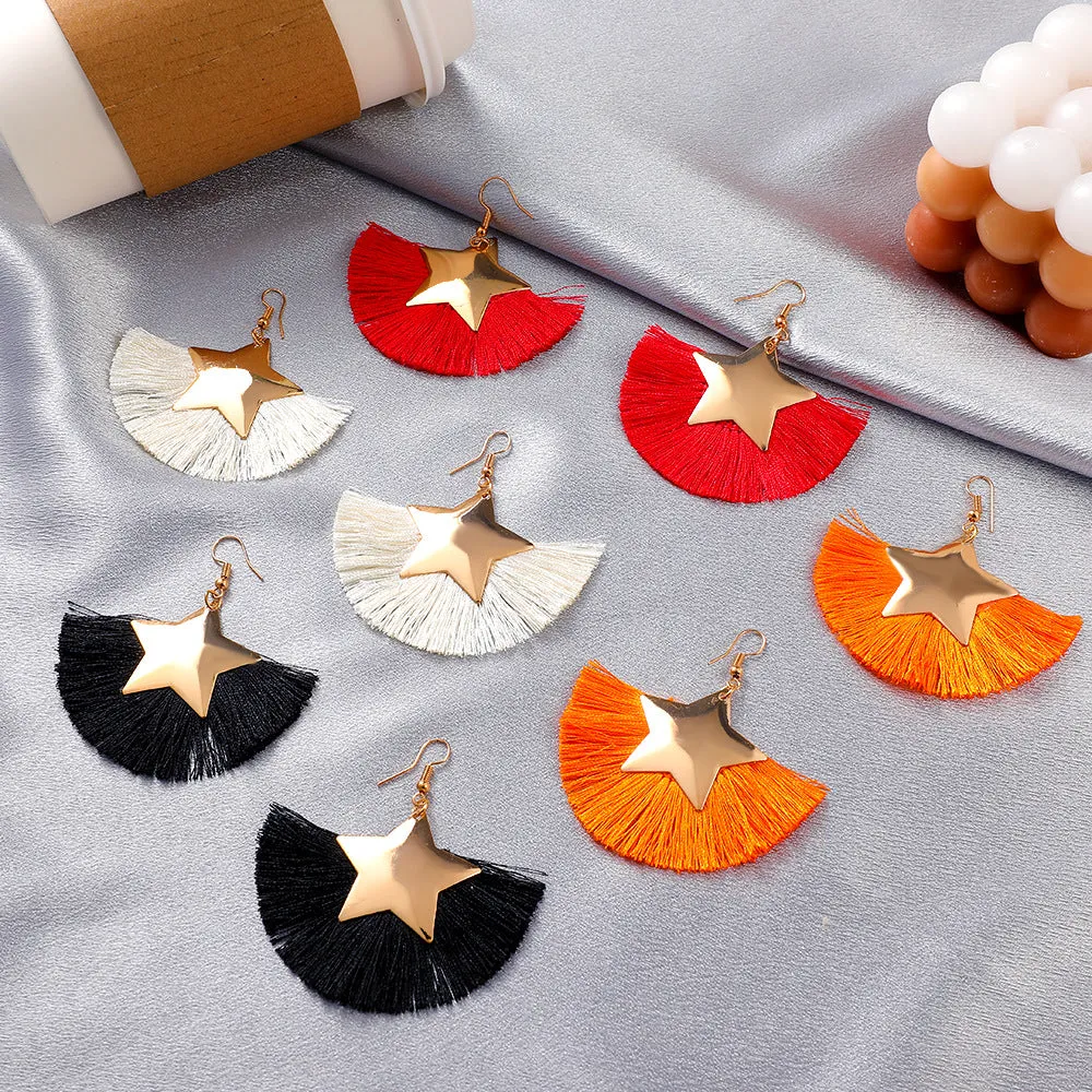 Wholesale Fan Tassel Star Geometric Vintage Earrings