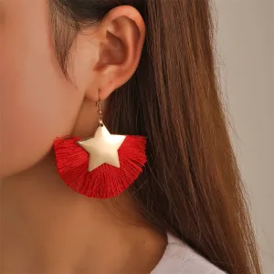 Wholesale Fan Tassel Star Geometric Vintage Earrings