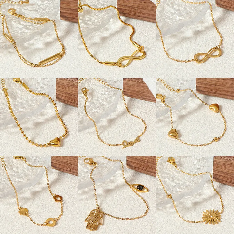 Wholesale Fashion all-match titanium steel bracelet women's European and American new 18K gold stainless steel love bracelet high sense