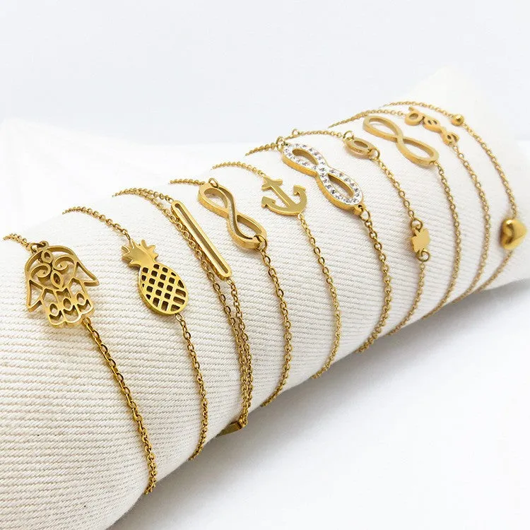 Wholesale Fashion all-match titanium steel bracelet women's European and American new 18K gold stainless steel love bracelet high sense