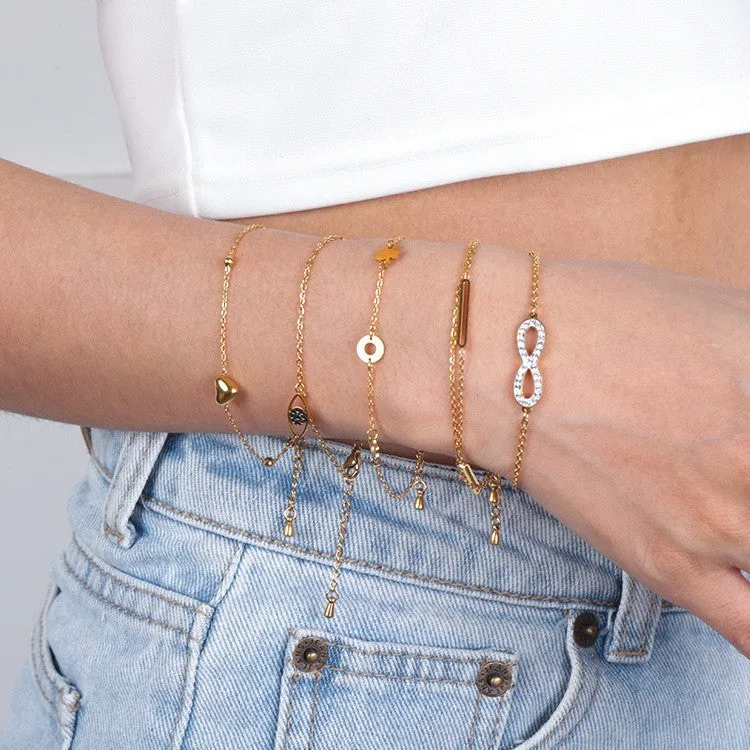 Wholesale Fashion all-match titanium steel bracelet women's European and American new 18K gold stainless steel love bracelet high sense