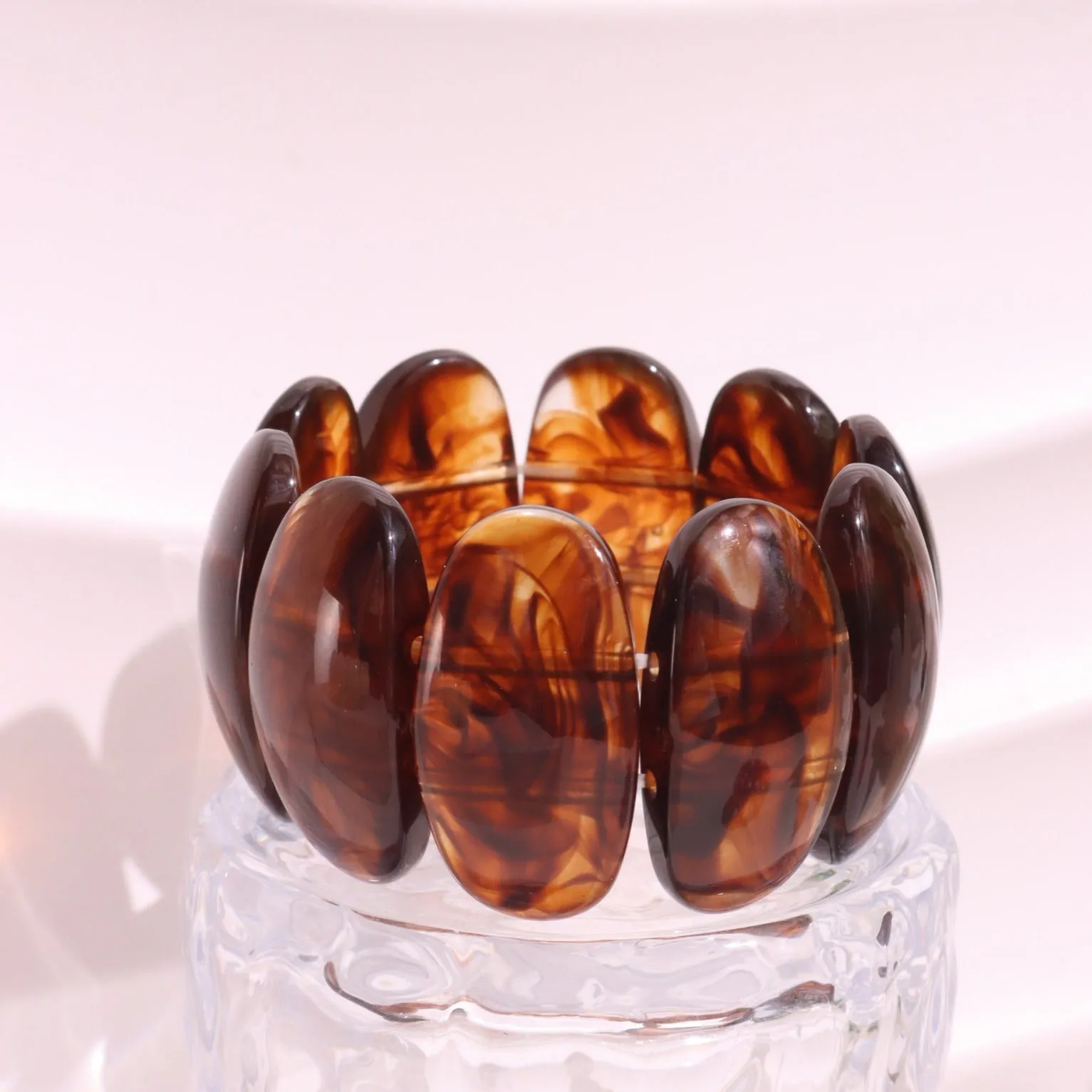 Wholesale  Fashion Amber Texture Acrylic Geometric Handmade Beaded Bracelet