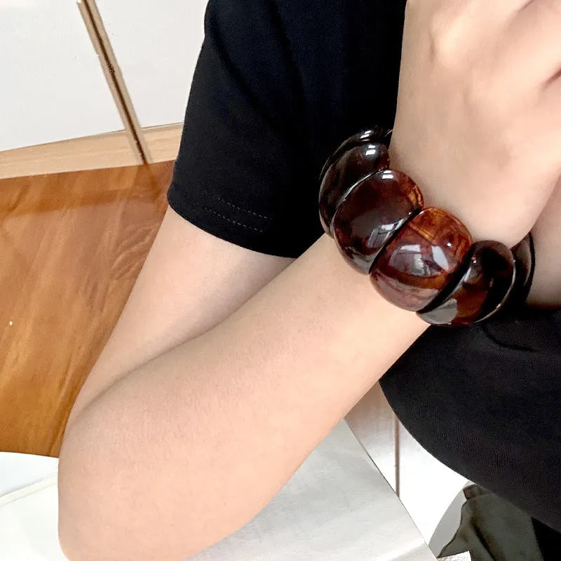 Wholesale  Fashion Amber Texture Acrylic Geometric Handmade Beaded Bracelet