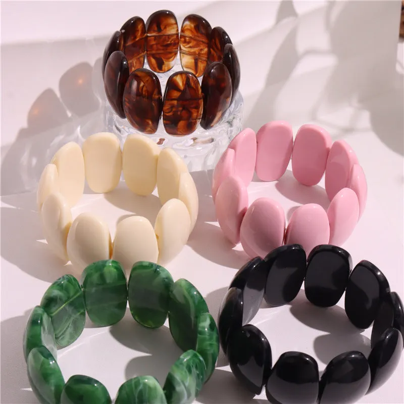 Wholesale  Fashion Amber Texture Acrylic Geometric Handmade Beaded Bracelet