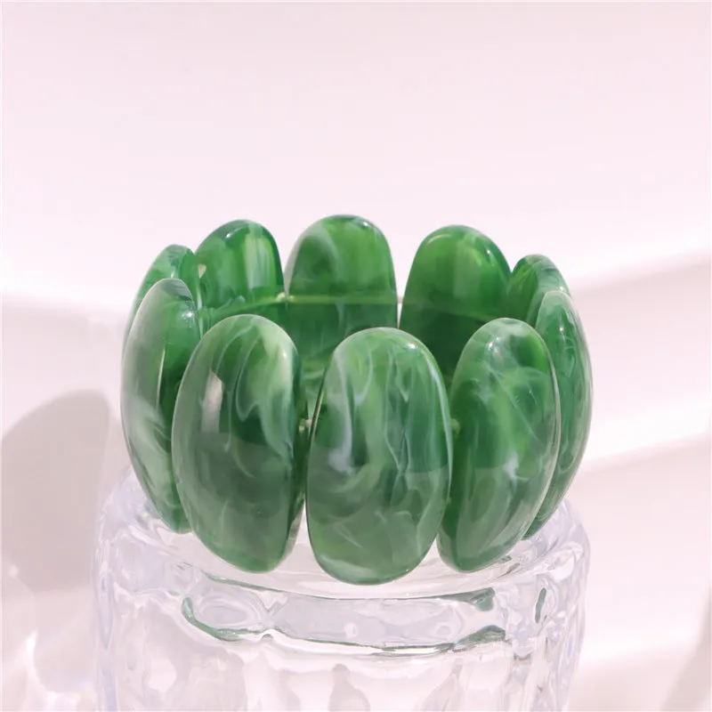 Wholesale  Fashion Amber Texture Acrylic Geometric Handmade Beaded Bracelet