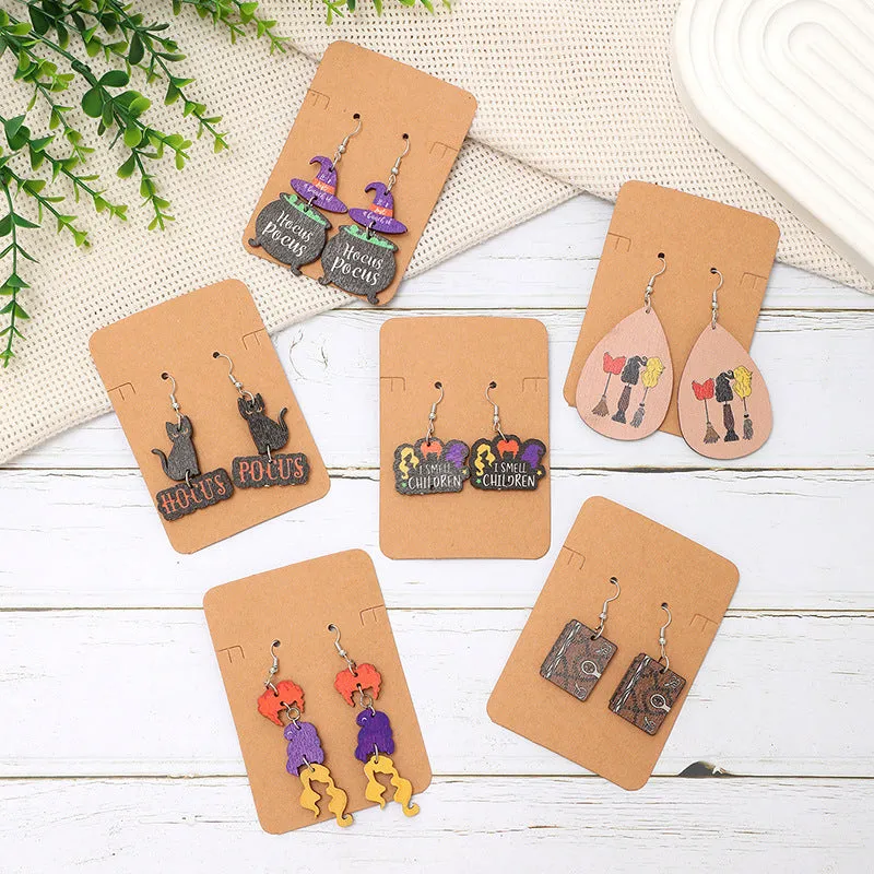 Wholesale Fashion Cat Letter Wood Earrings