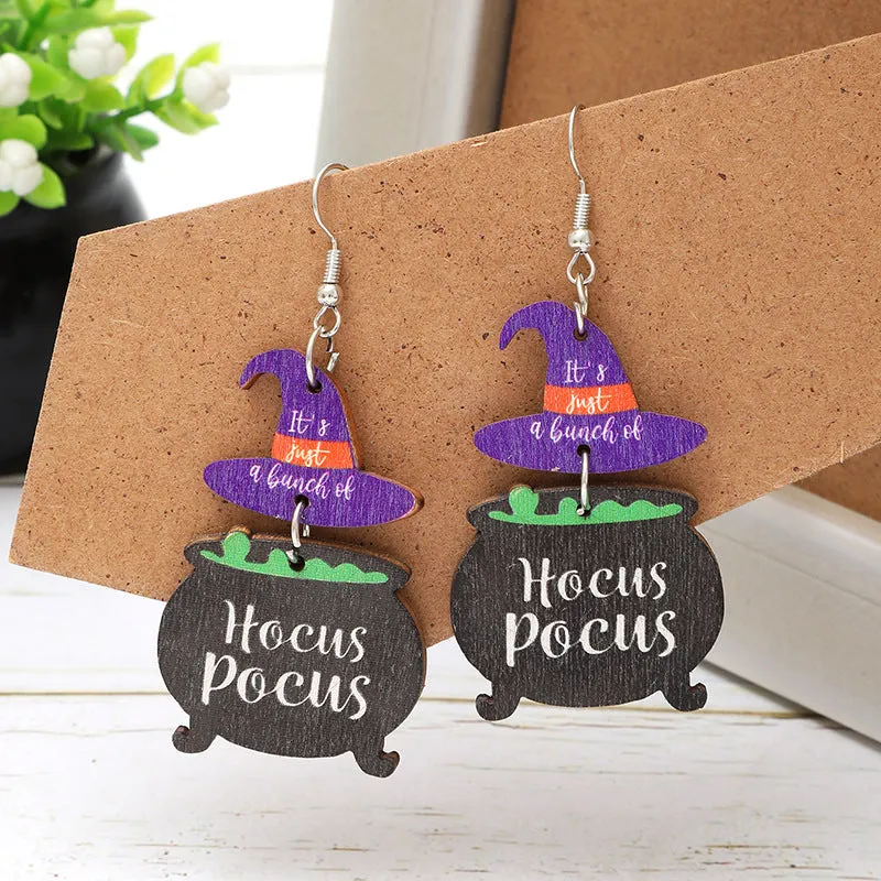 Wholesale Fashion Cat Letter Wood Earrings