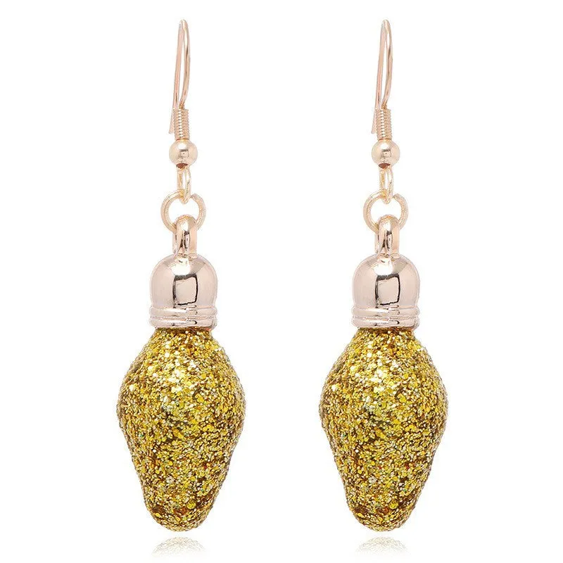 Wholesale Fashion Christmas Cute Cartoon Christmas Tree Bell Light Bulb Snowflake Alloy Earrings