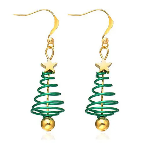 Wholesale Fashion Christmas Cute Cartoon Christmas Tree Bell Light Bulb Snowflake Alloy Earrings