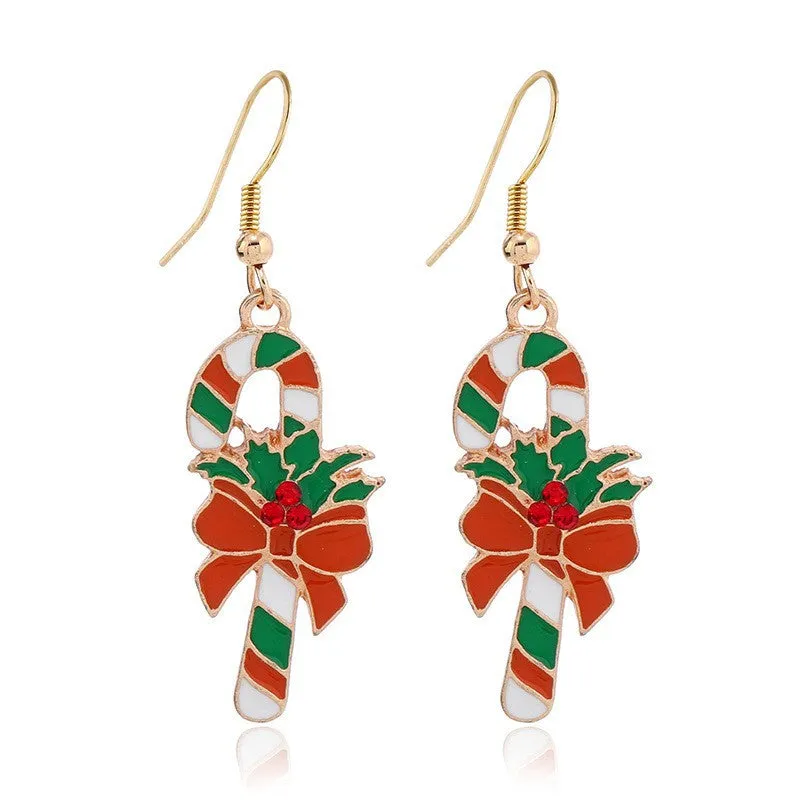 Wholesale Fashion Christmas Cute Cartoon Christmas Tree Bell Light Bulb Snowflake Alloy Earrings
