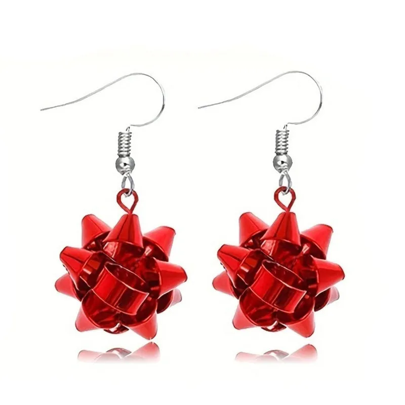Wholesale Fashion Christmas Cute Cartoon Christmas Tree Bell Light Bulb Snowflake Alloy Earrings