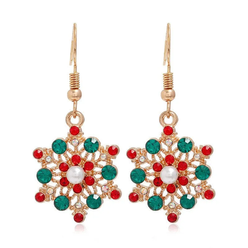 Wholesale Fashion Christmas Cute Cartoon Christmas Tree Bell Light Bulb Snowflake Alloy Earrings