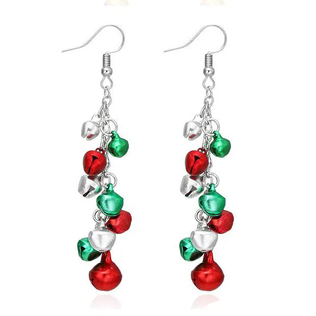 Wholesale Fashion Christmas Cute Cartoon Christmas Tree Bell Light Bulb Snowflake Alloy Earrings