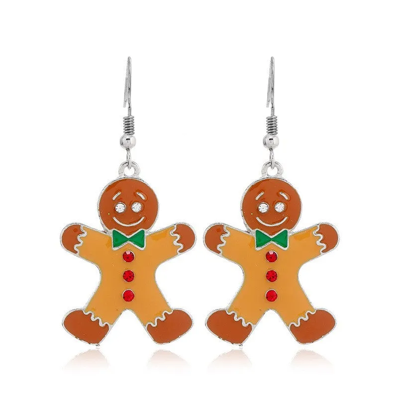 Wholesale Fashion Christmas Cute Cartoon Christmas Tree Bell Light Bulb Snowflake Alloy Earrings