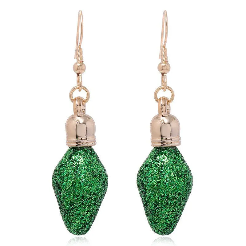 Wholesale Fashion Christmas Cute Cartoon Christmas Tree Bell Light Bulb Snowflake Alloy Earrings